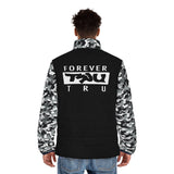 Camouflage Sleeve Puffer Jacket — "Forever TRU" Logo