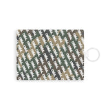 Camo Script Saffiano Leather Card Holder — Slim RFID Wallet with Keyring