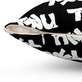 'TRU' Pattern Square Throw Pillow — Black & White Decorative Accent