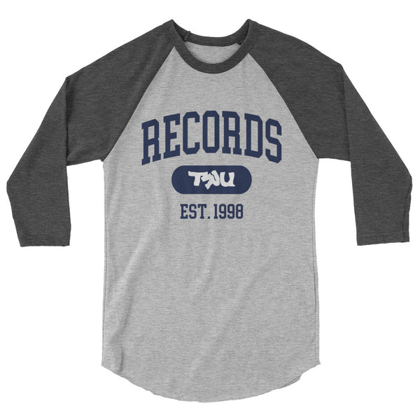 TRU Records Collegiate 3/4 sleeve raglan shirt (navy)